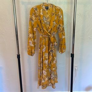 Mustard paisley wrap dress, Medium